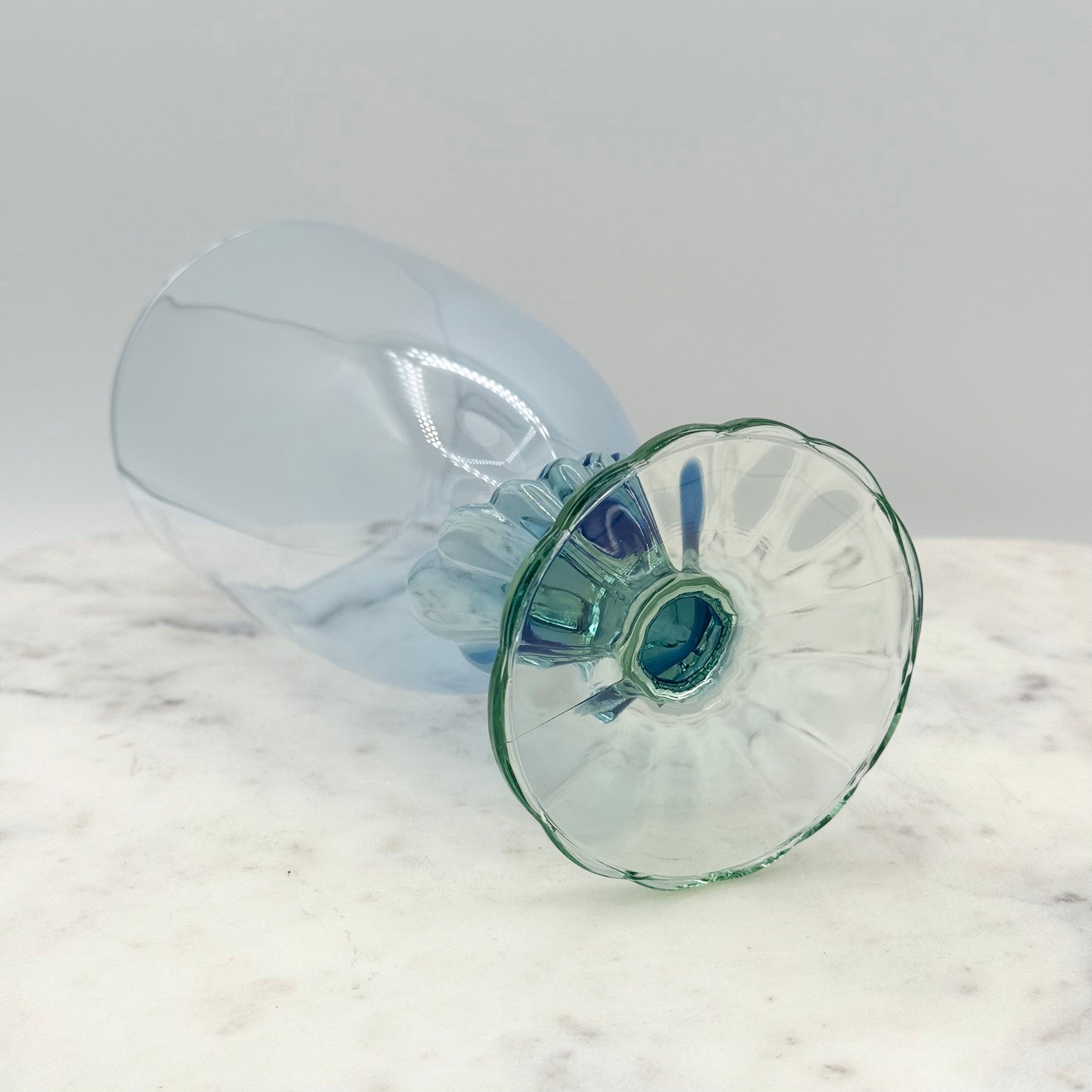 Bormioli Rocco Bahia Green Blue Iced Tea Glasses / Water Goblets, Made in Italy