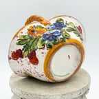 Hand-Painted Italian Majolica Small Basket with Twisted Handle