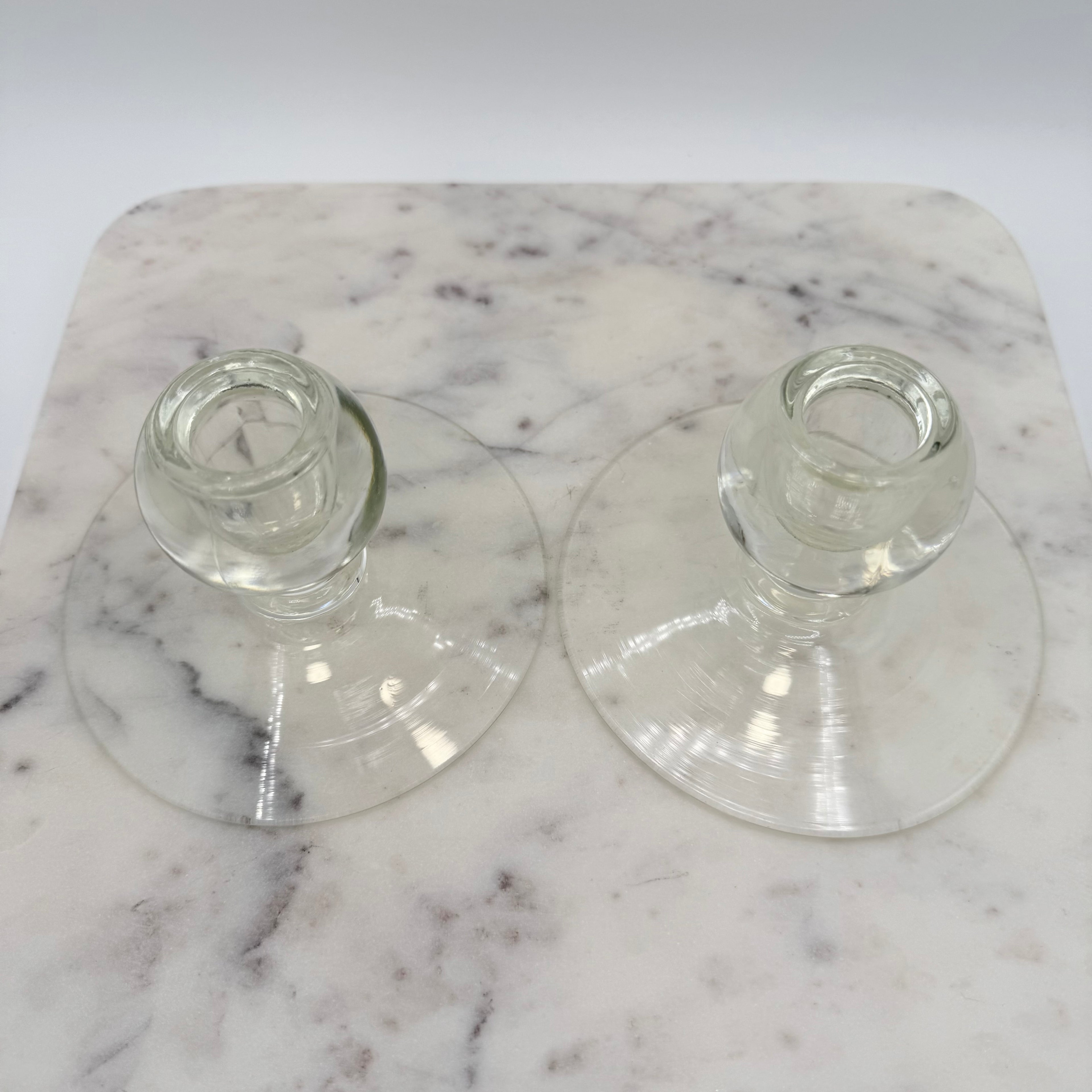 Vintage Paden City Crystal Ball Trance Low Candle Holders, Pair
