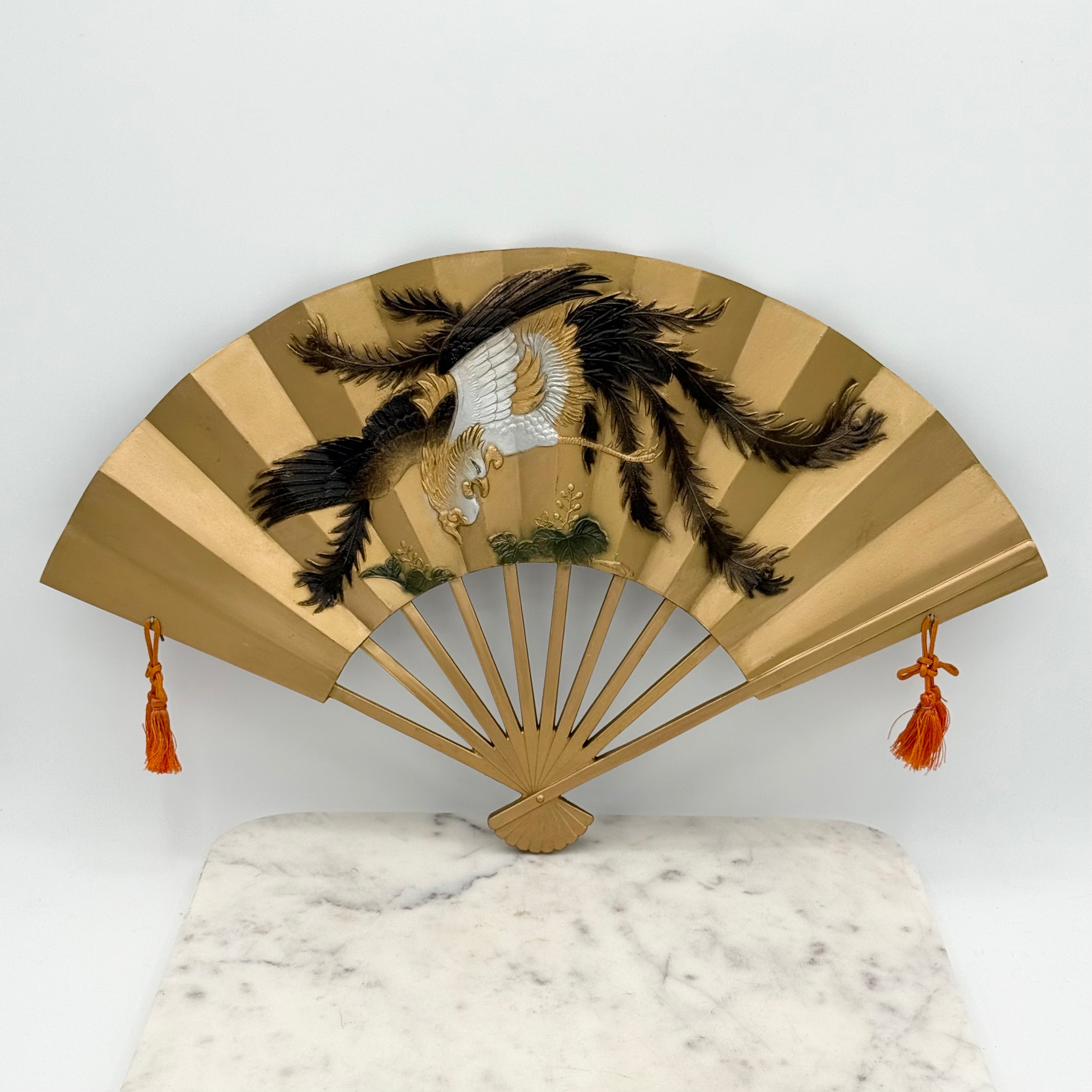 Solid Brass Wall Fan with Phoenix / Griffin Embossed Design