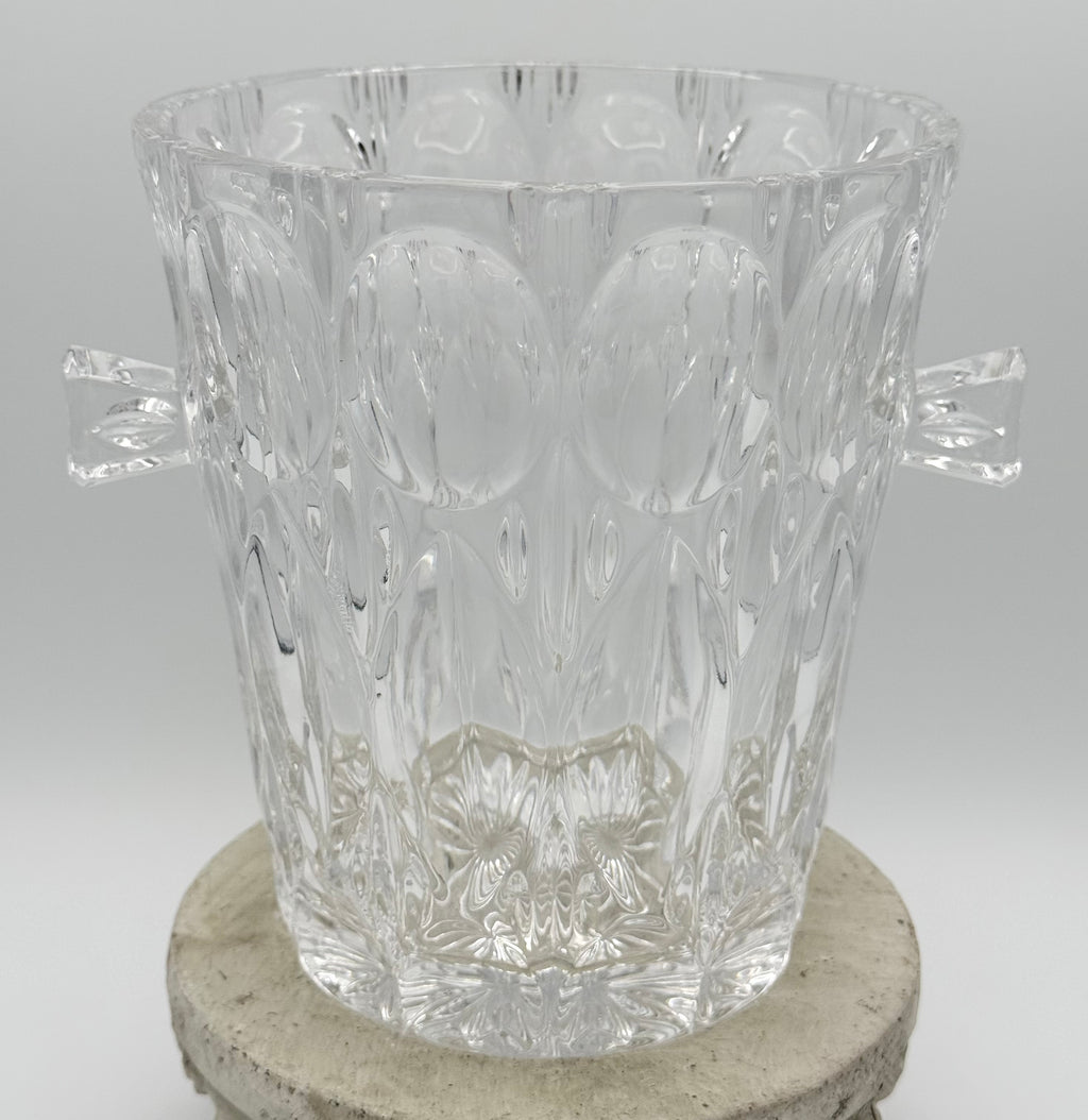 Mid-Century Modern Heavy Bleikristall 24% Lead Cut Crystal Champagne Ice Bucket with Handles