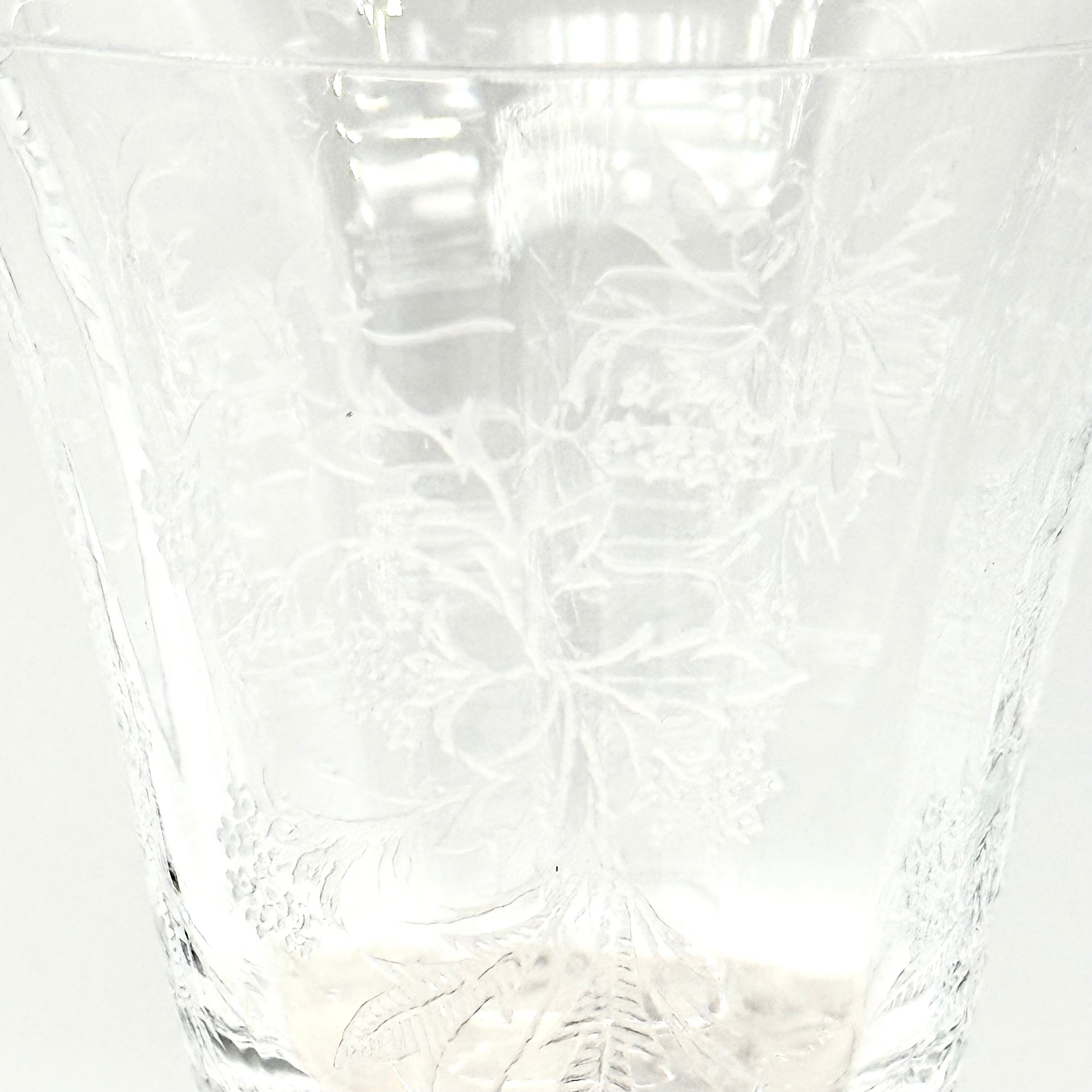 Vintage Fostoria Heather Etched Crystal Cordial Glass, 4” Stem — Mid-Century Floral Scroll Design
