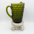 Indiana Glass Whitehall Cubist Avocado Green Pitcher