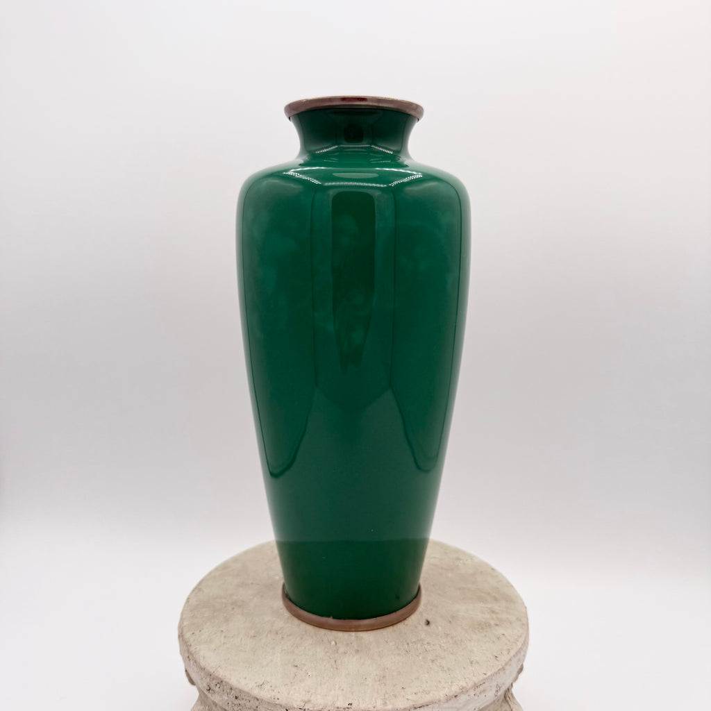 Japanese Ando Jubei Green Wireless Cloisonné Enamel Vase, c. 20th Century