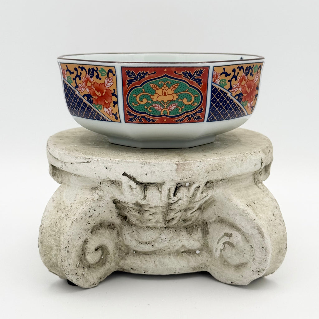 Hatsuichi Mino Ware Court Brocade Octagonal Bowl – Japanese Ceramic