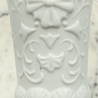 Bisque Porcelain Embossed Vases with Scalloped Edge, Set of 2