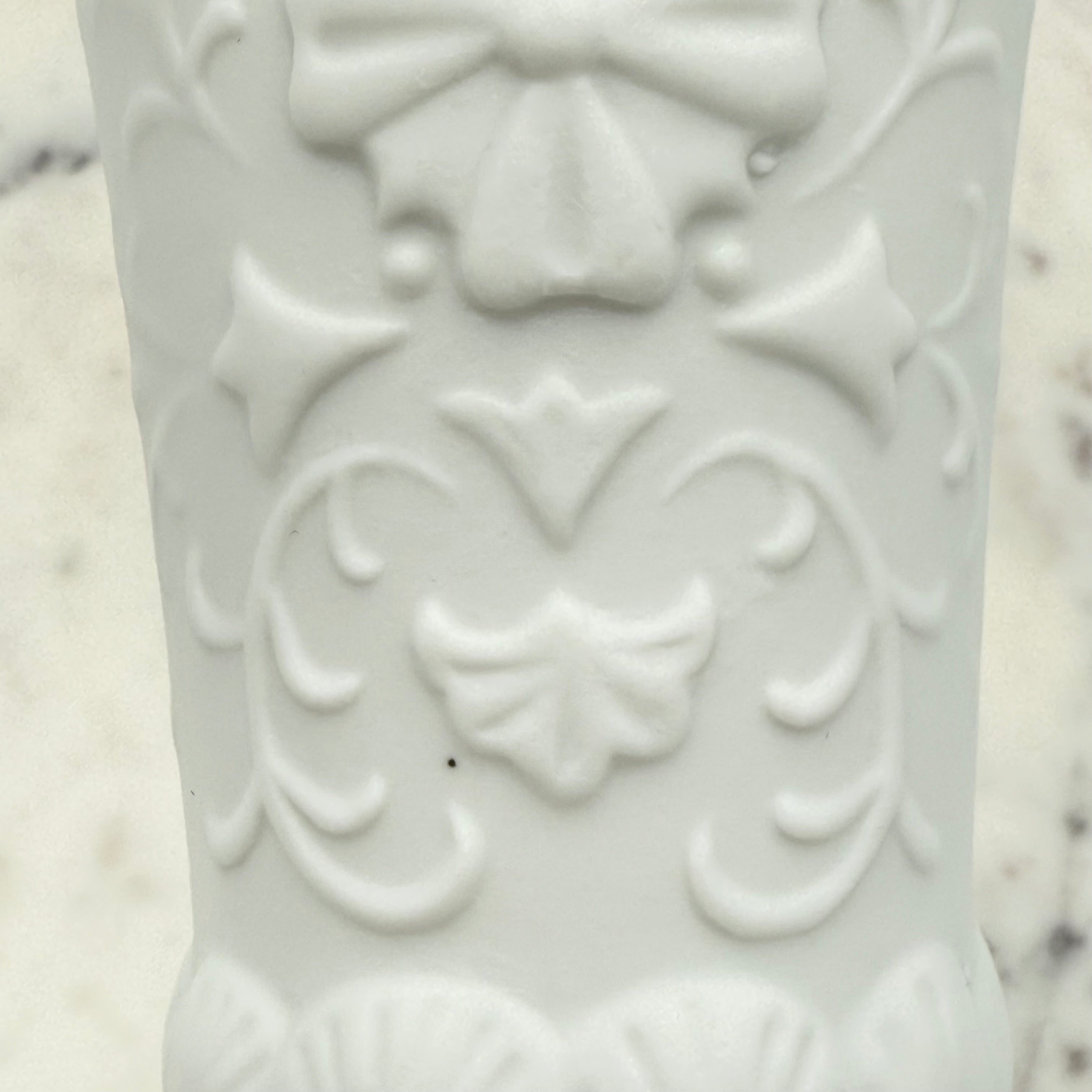 Bisque Porcelain Embossed Vases with Scalloped Edge, Set of 2