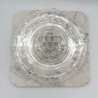 Paden City “Vermilion” Etched Floral Glass Sandwich Tray with Ornate Handle