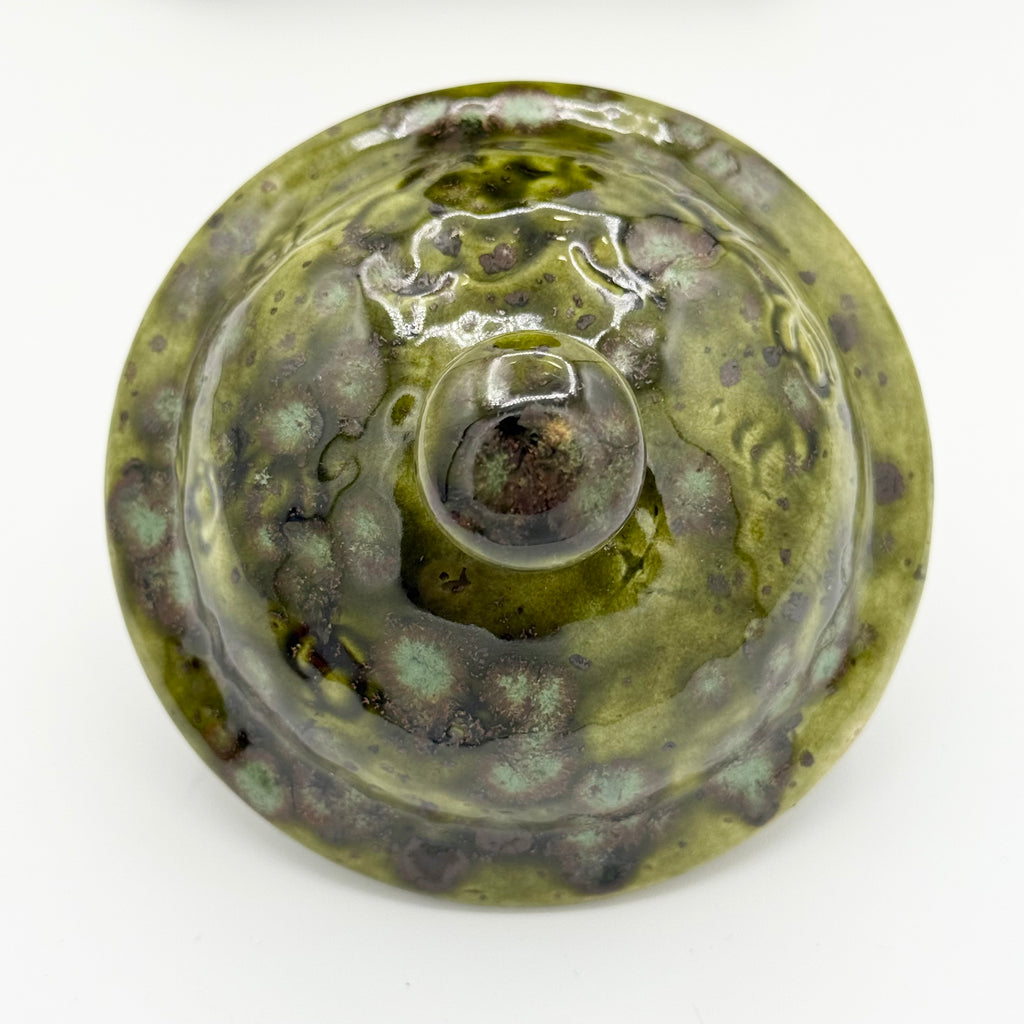 Studio Pottery Green Glazed Ceramic Ginger Jar Signed “BB” – Plum Blossom Motif