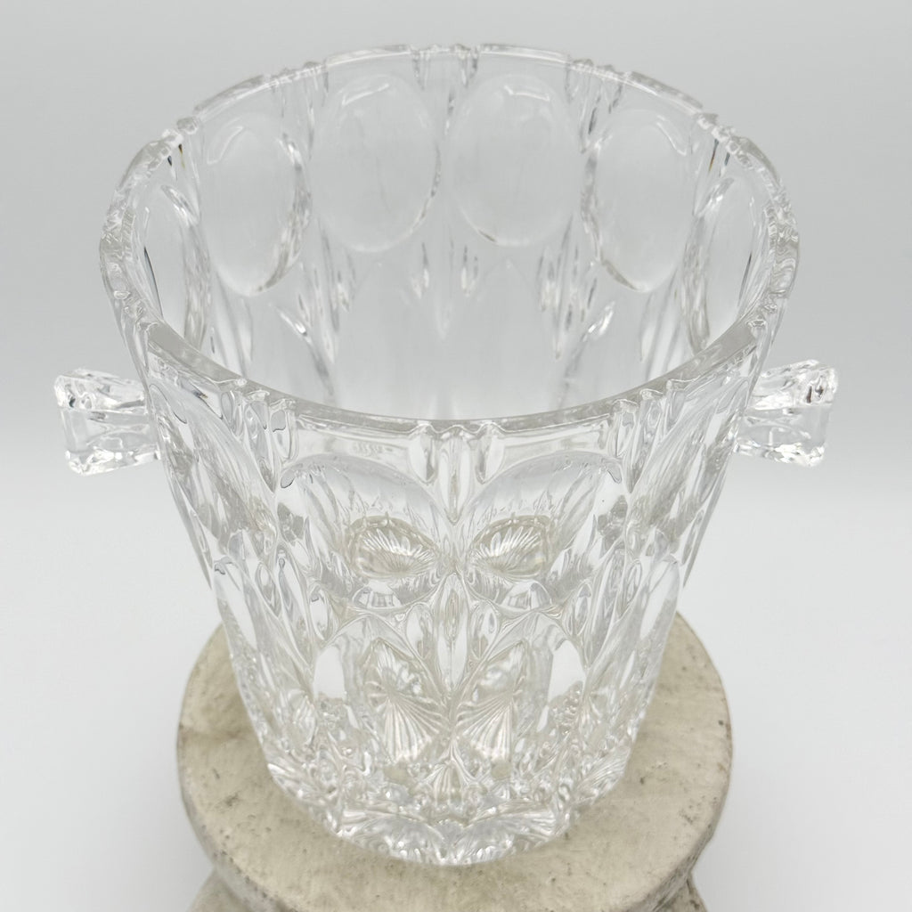 Mid-Century Modern Heavy Bleikristall 24% Lead Cut Crystal Champagne Ice Bucket with Handles