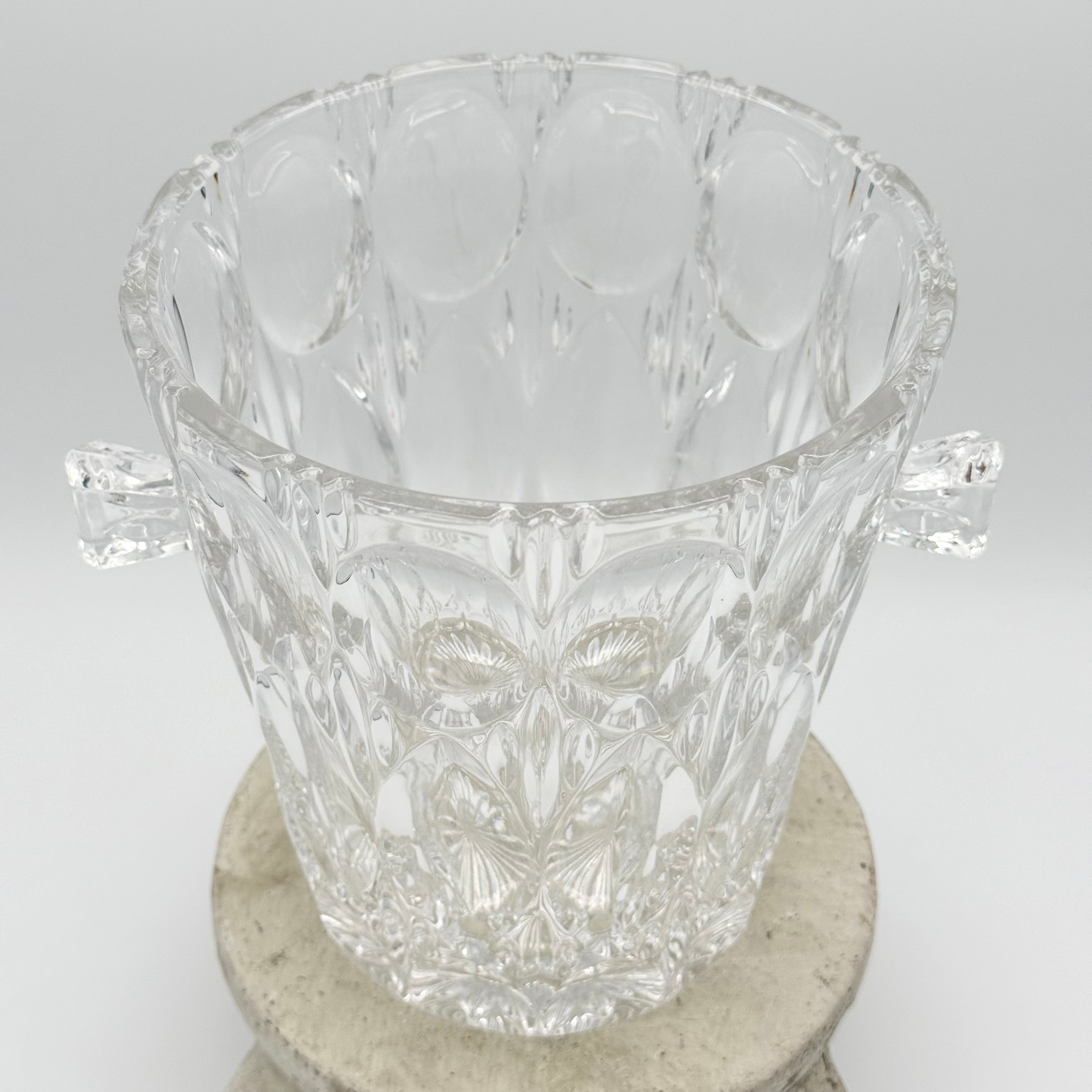 Mid-Century Modern Heavy Bleikristall 24% Lead Cut Crystal Champagne Ice Bucket with Handles