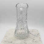 Vintage Etched Lead Cut Crystal Water Pitcher — Flower & Leaf Motif