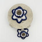 Hand Painted Vestal Pottery Blue and White Candle Holders, Numbered 577, Set of 2, Made in Portugal