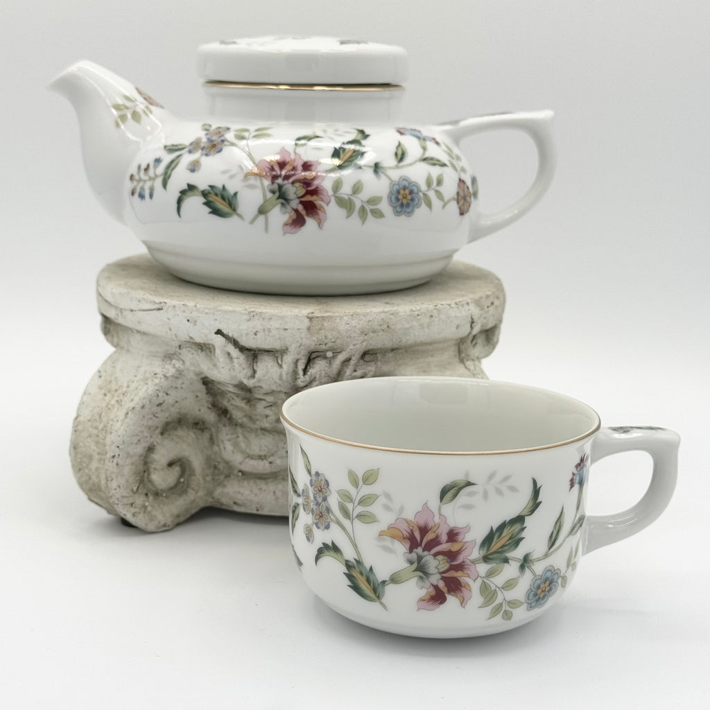 Andrea By Sadek Buckingham Floral Individual Teapot And Teacup Set
