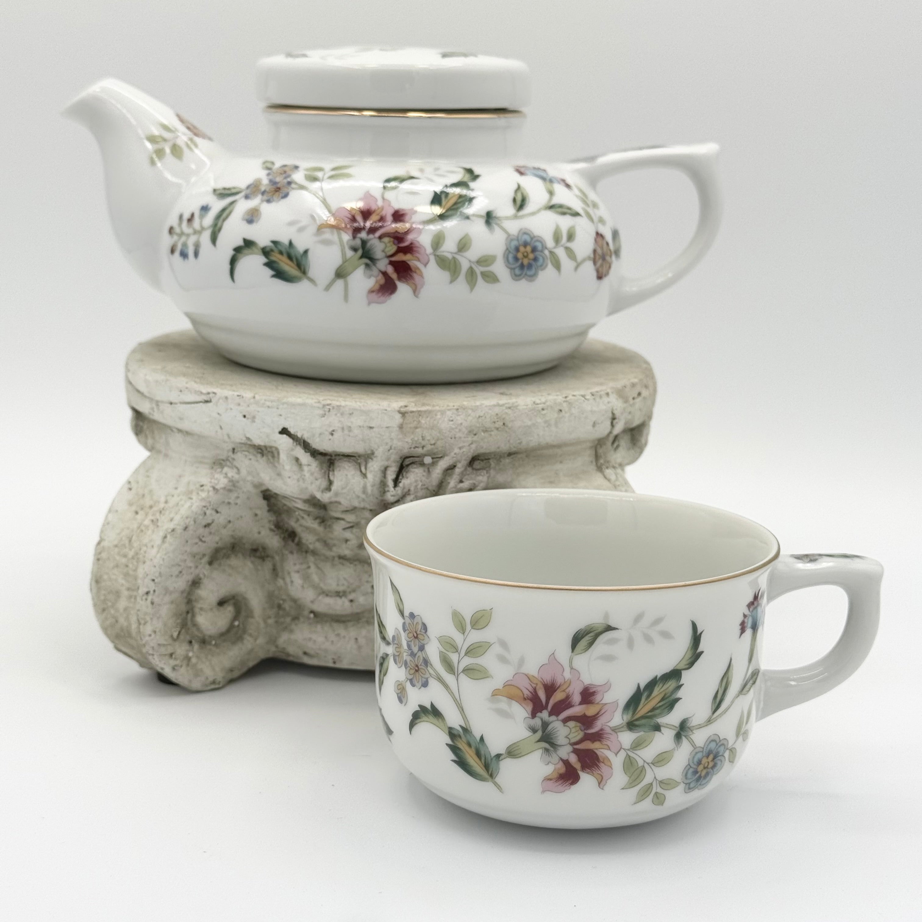Andrea By Sadek Buckingham Floral Individual Teapot And Teacup Set
