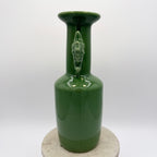 Toyo Japanese Porcelain Jade Green Vase with Fish Handles