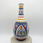 Hand-Painted Spanish Ceramic Vase – Multicolor Folk Art Motif, Made in Spain