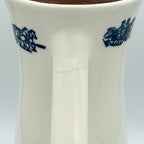 Antique White and Blue Transferware Teapot with Wood Lid