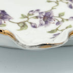 Antique Limoges René Frugier FRG Divided Serving Dish with Violets and Leaves, Made in France