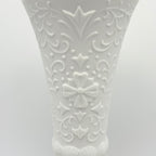 Bisque Porcelain Embossed Vases with Scalloped Edge, Set of 2