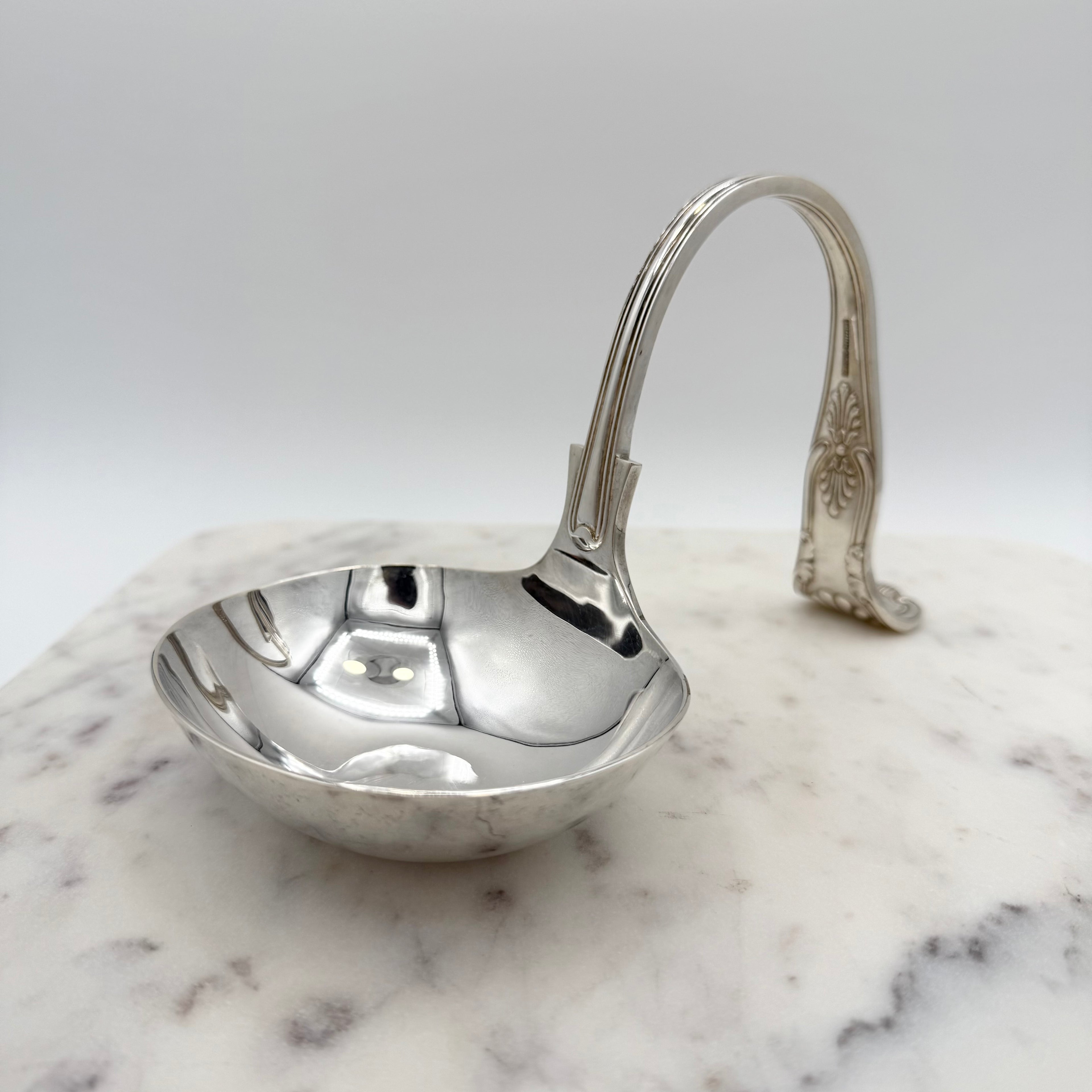 Sheffield Silver Plated Standing Loop Ladle with Ornate Handle