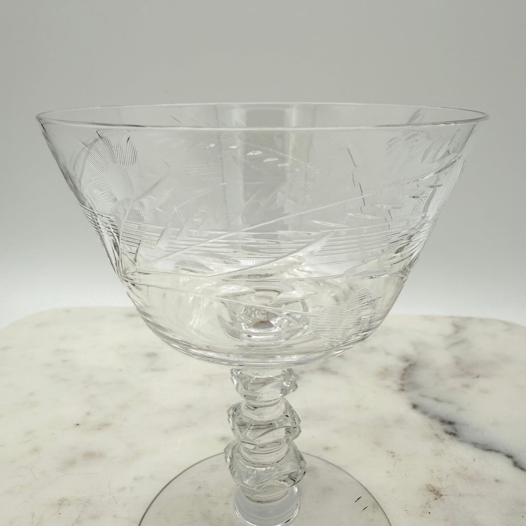 Vintage Cambridge Maryland Pattern Crystal Champagne / Sherbet Coupe Glasses, Set of 6