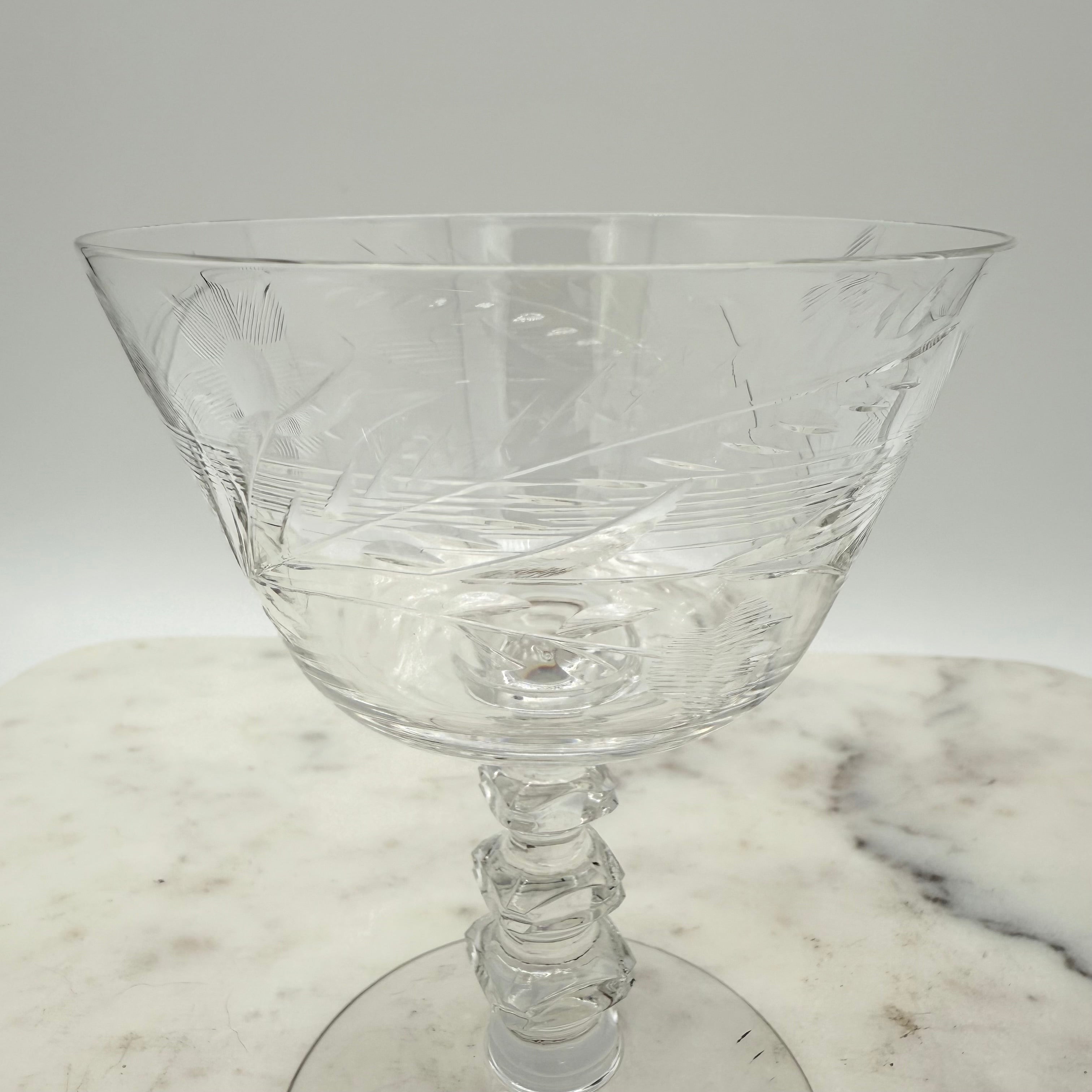 Vintage Cambridge Maryland Pattern Crystal Champagne / Sherbet Coupe Glasses, Set of 6