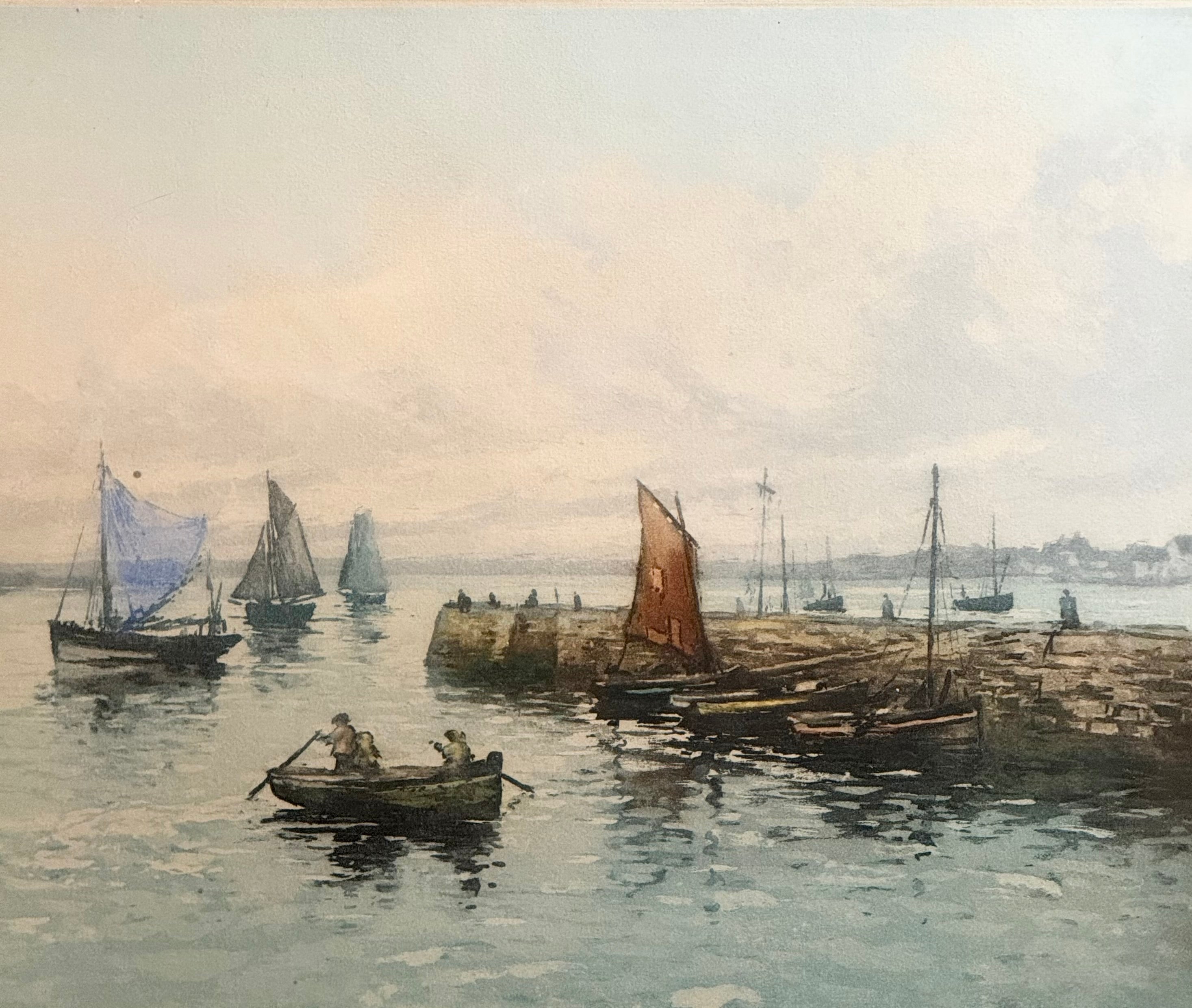 Original Framed French Etching “The Blue Net” by Alphonse Lafitte (a.k.a. Manuel Robbe), Signed and Numbered, c. Early 20th Century (No. 2 of 47)