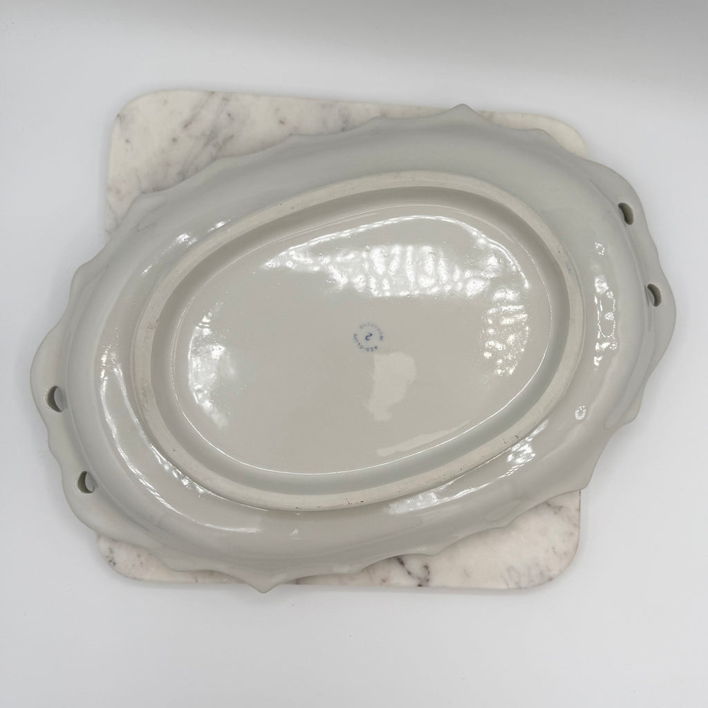 Antique Red Cliff Victorian Pattern White Ironstone Pierced Serving Platter