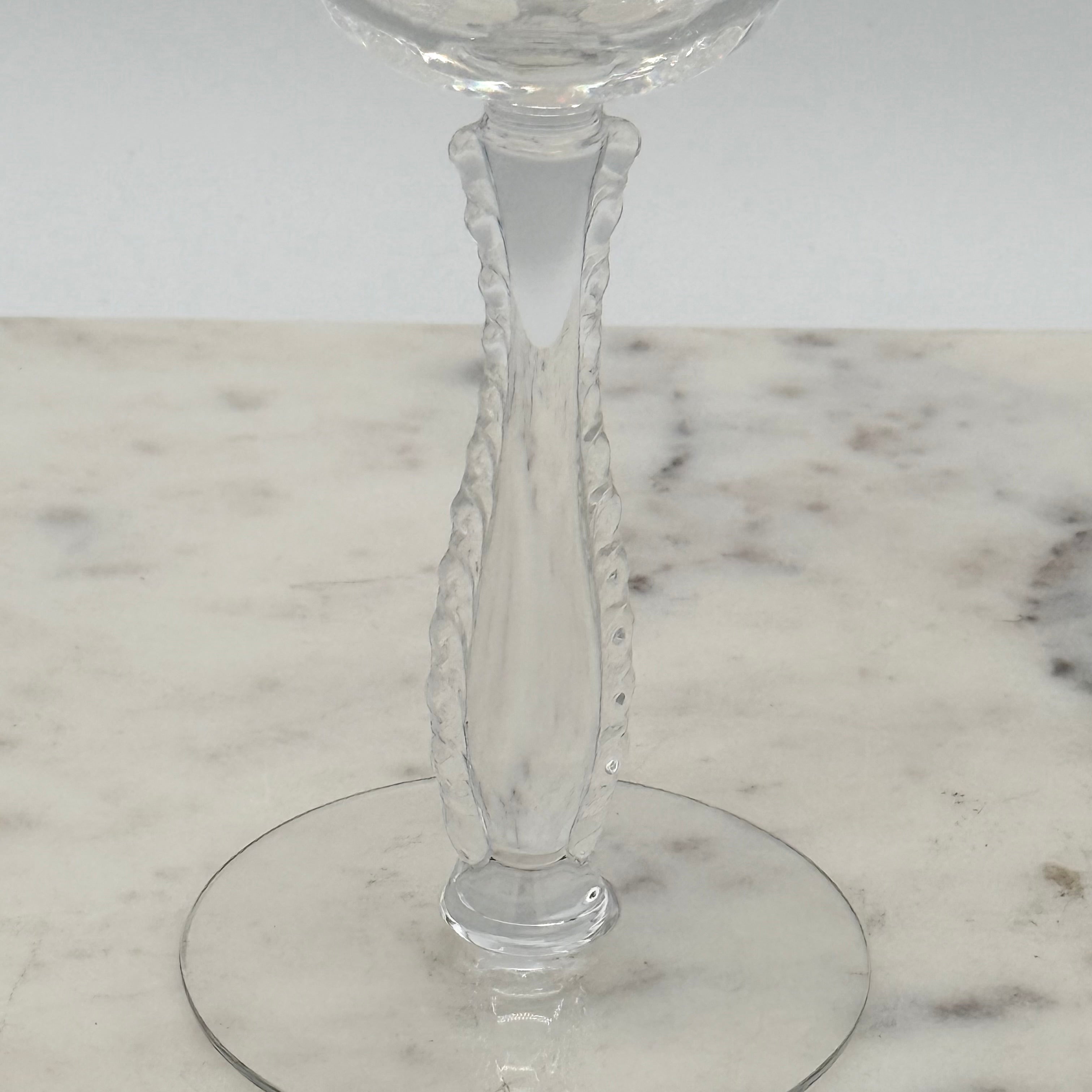 Vintage Fostoria Heather Etched Crystal Wine Glass, 6” Stem Goblet — Mid-Century Elegant Floral Scroll Design