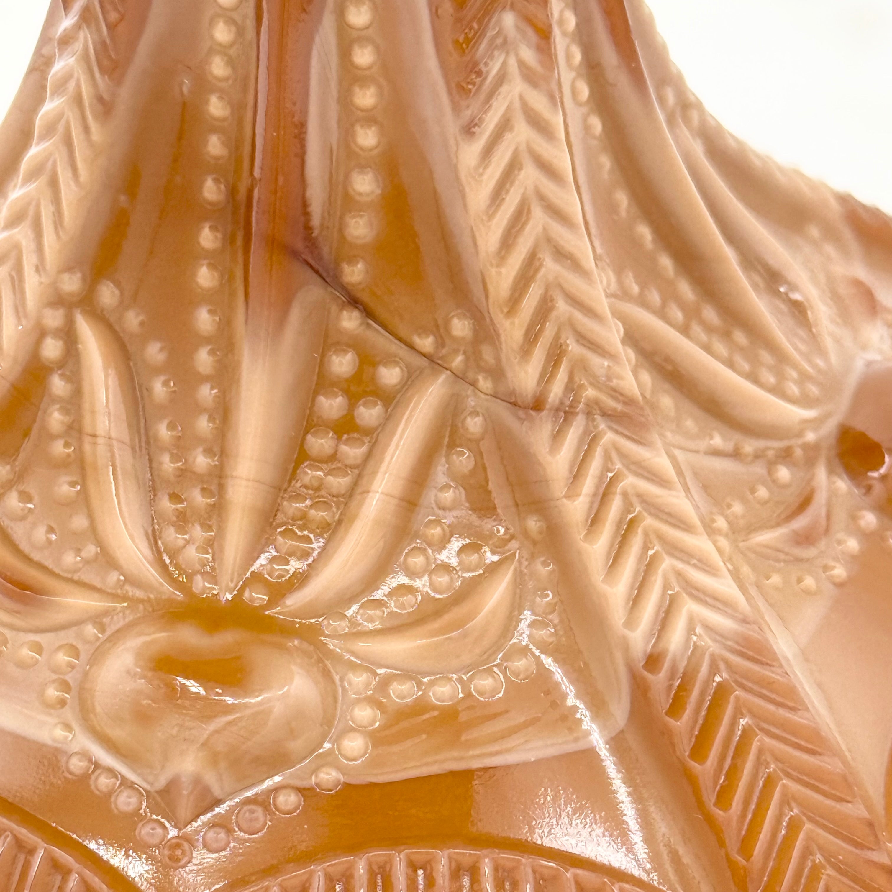 Antique Early American Pattern Glass Greentown Chocolate Glass Cactus Comport