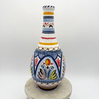 Hand-Painted Spanish Ceramic Vase – Multicolor Folk Art Motif, Made in Spain