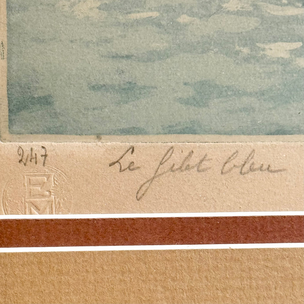 Original Framed French Etching “The Blue Net” by Alphonse Lafitte (a.k.a. Manuel Robbe), Signed and Numbered, c. Early 20th Century (No. 2 of 47)