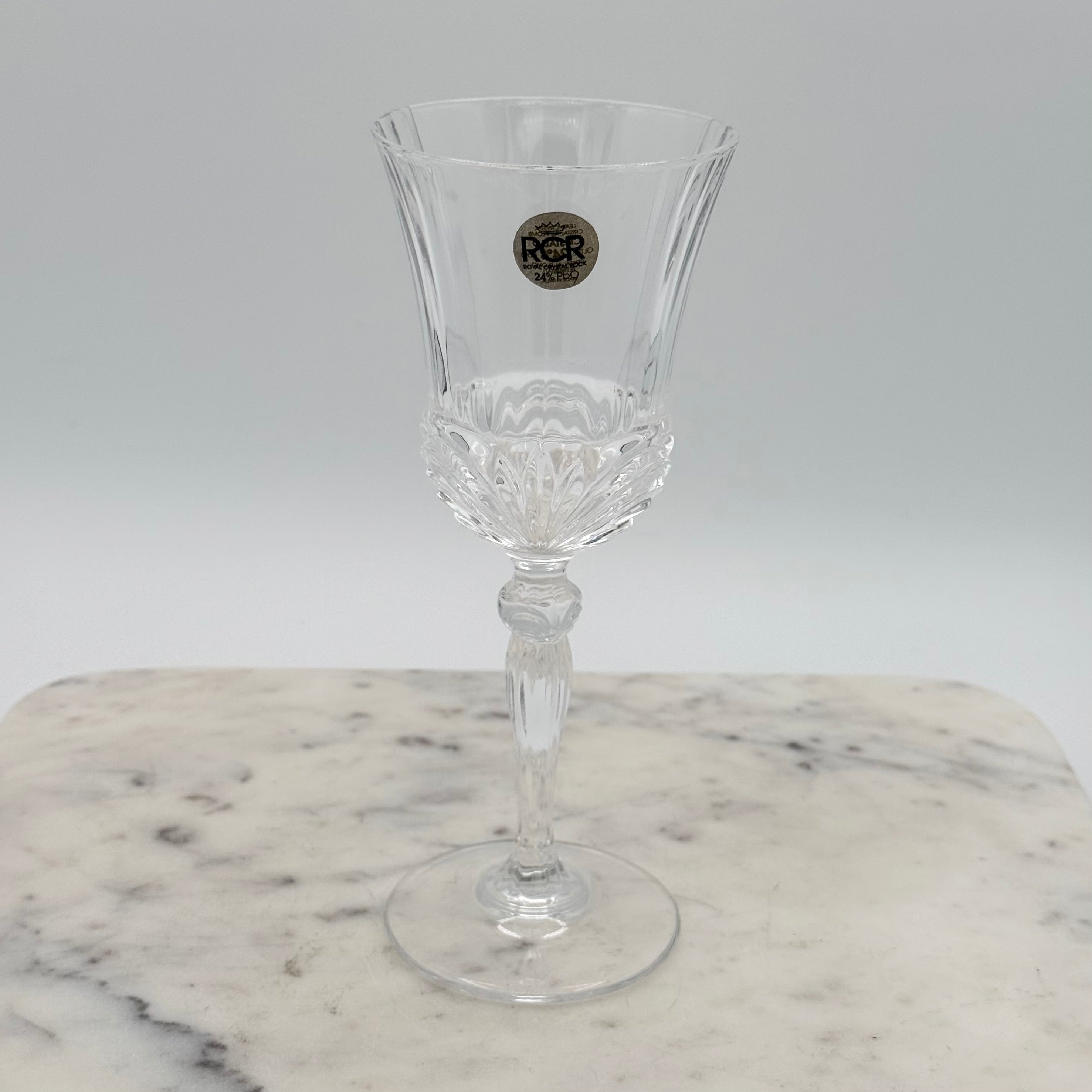 Vintage RCR Cristallo Italian Lead Crystal Wine Goblets, Set of 8 (24% PbO)