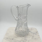 Vintage Etched Lead Cut Crystal Water Pitcher — Flower & Leaf Motif