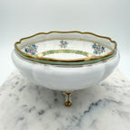 Nippon Hand Painted 3-Footed Bowl with Raised Gold Gilt