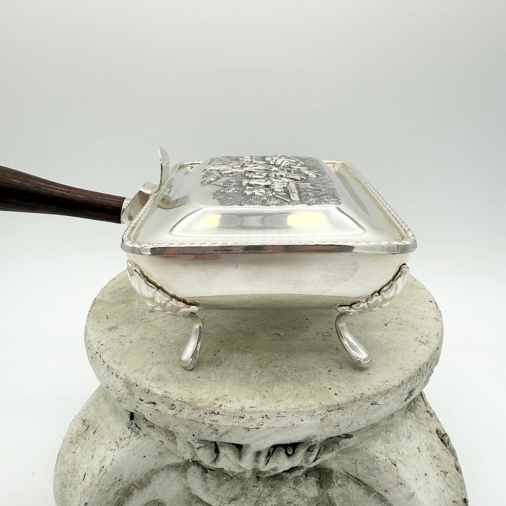 Silver Plated Victorian Crumb Catcher Silent Butler with Wood Handle
