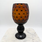 Venetian Murano Sommerso Style Vase, Black Cut To Amber Cased Glass