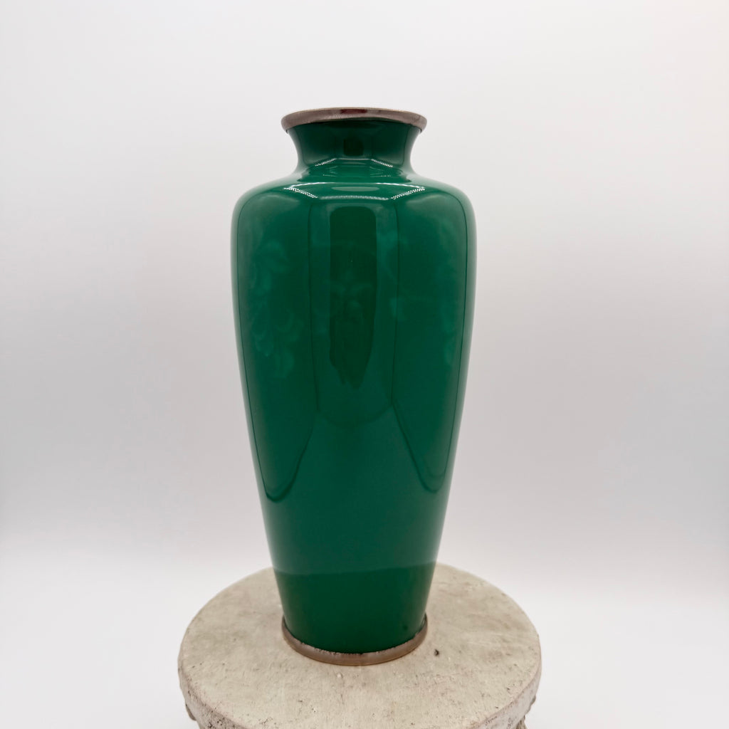 Japanese Ando Jubei Green Wireless Cloisonné Enamel Vase, c. 20th Century
