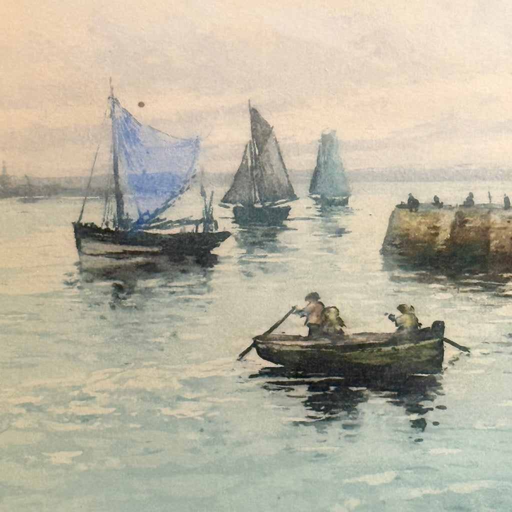 Original Framed French Etching “The Blue Net” by Alphonse Lafitte (a.k.a. Manuel Robbe), Signed and Numbered, c. Early 20th Century (No. 2 of 47)