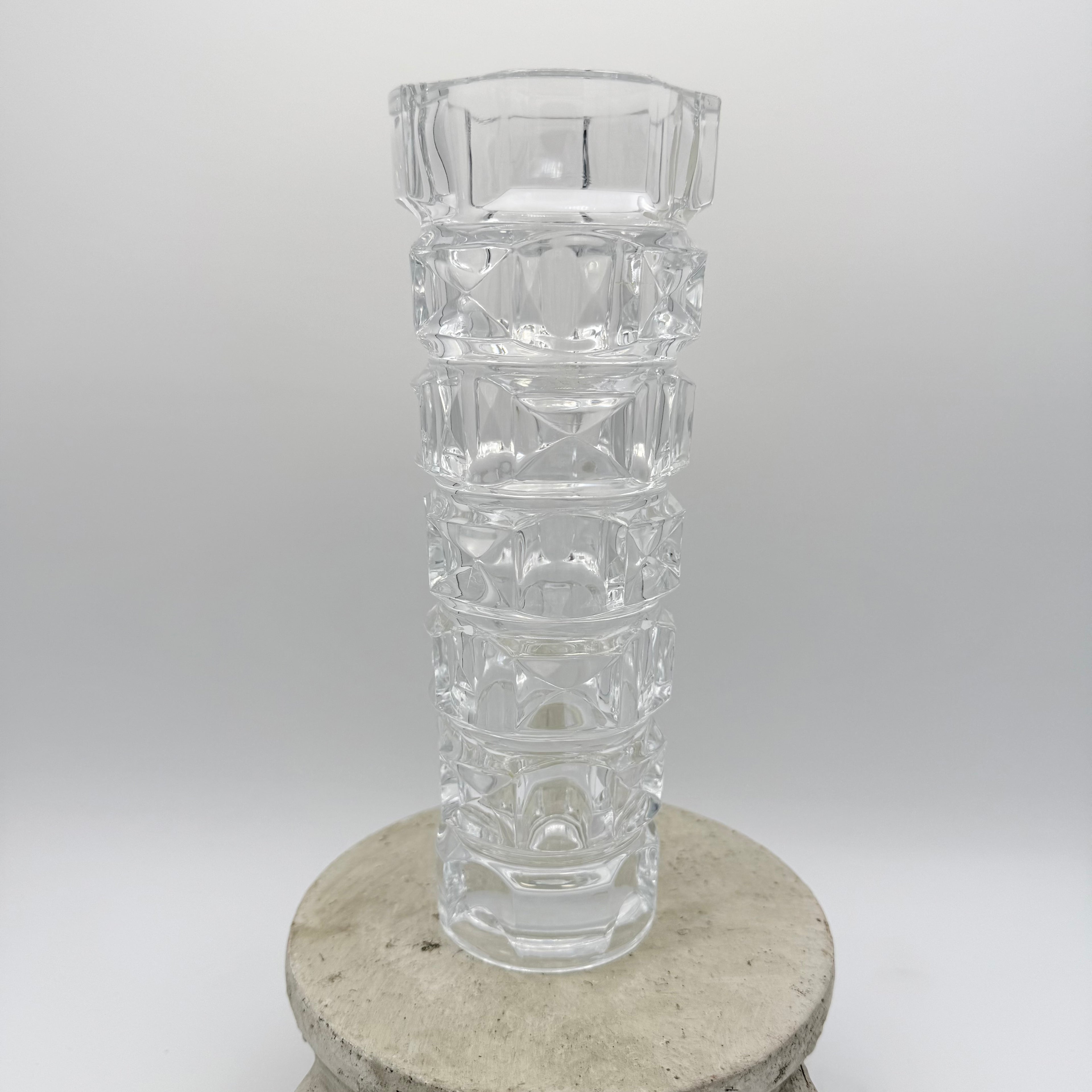 Cristal d'Arques 24% Lead Crystal JG Durand Ancenis Cubist Facet Vase
