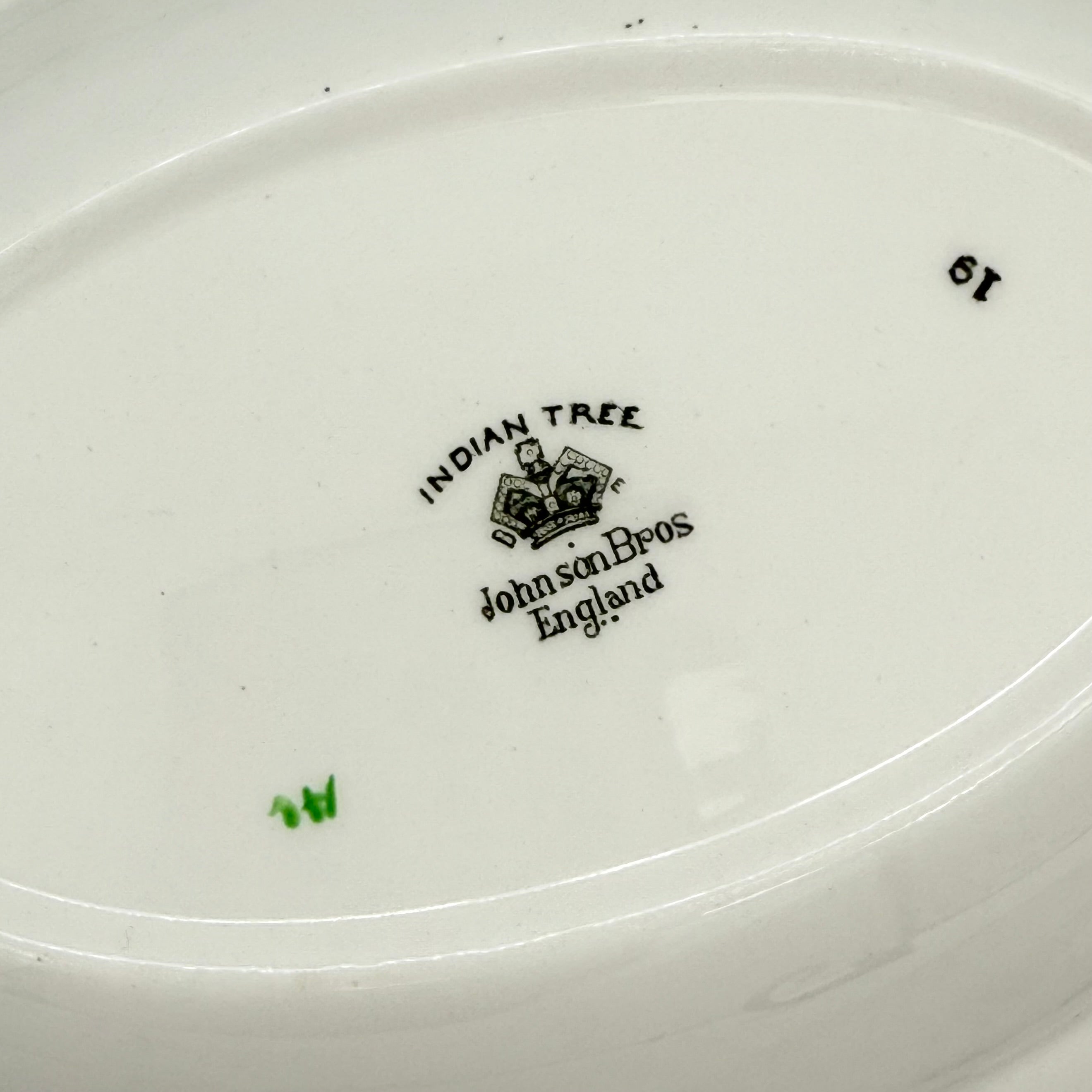 Johnson Brothers “Indian Tree” Floral Oval Serving Bowl with Greek Key Details