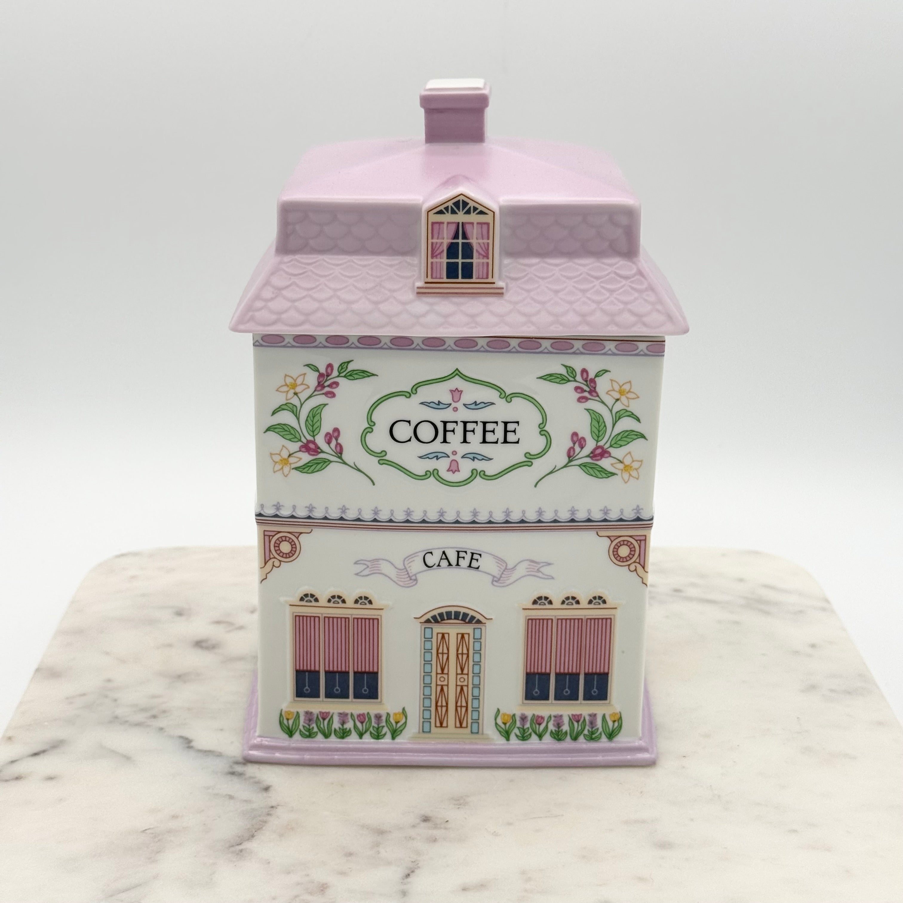 Lenox Village “Coffee” House Canister | Fine Porcelain Café Kitchen Canister (1990)