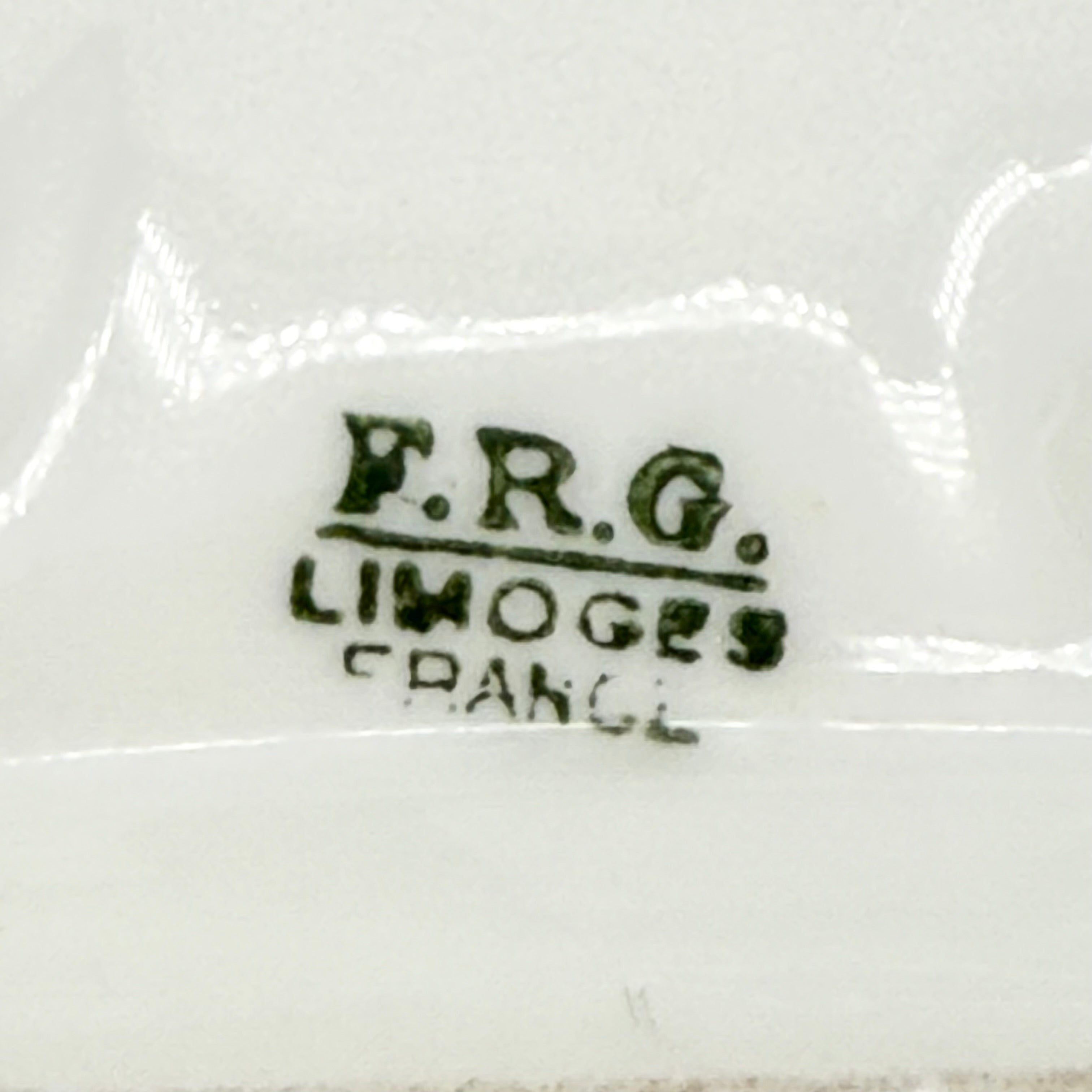 Antique Limoges René Frugier FRG Divided Serving Dish with Violets and Leaves, Made in France