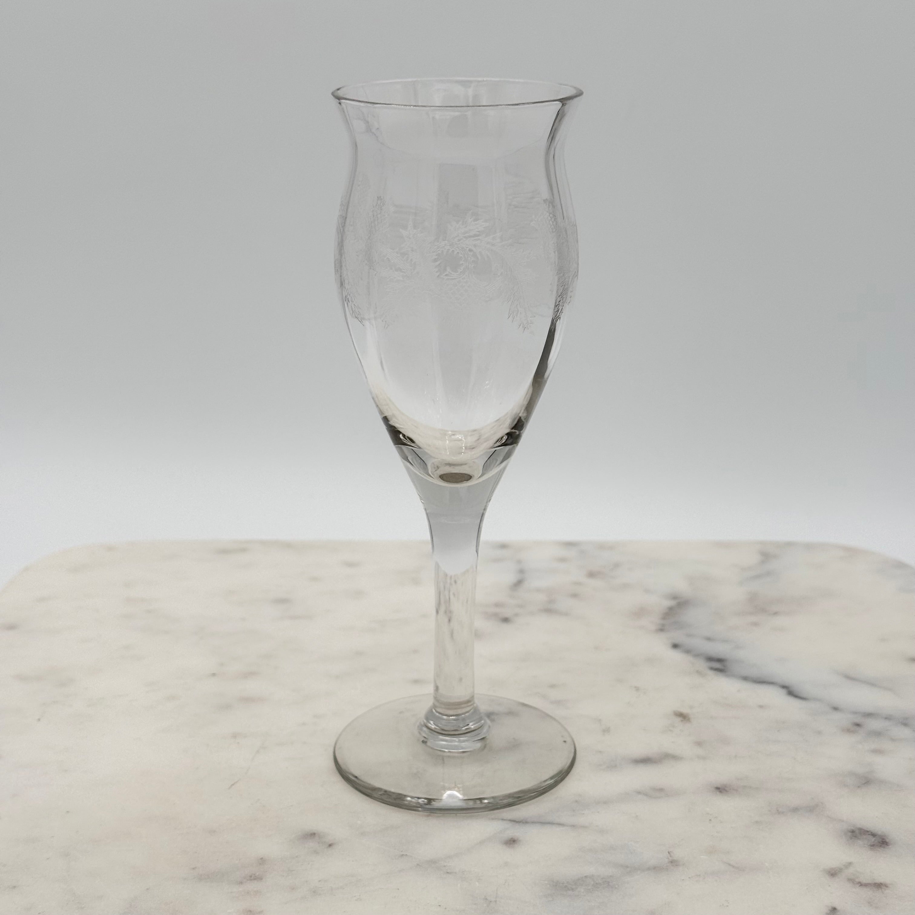 Vintage Central Glass Works Thistle Fluted Champagne Glass, 6.25” Tall (UNK958)