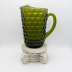 Indiana Glass Whitehall Cubist Avocado Green Pitcher