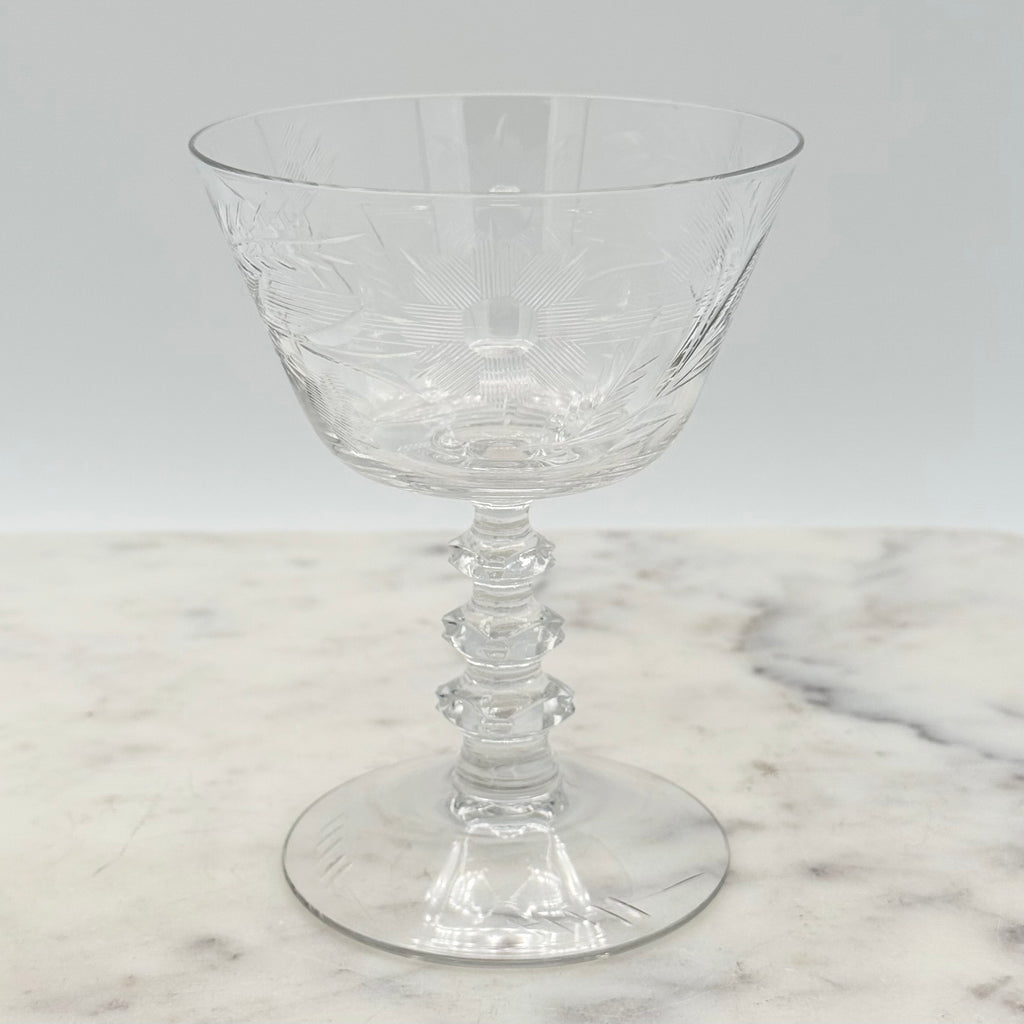 Vintage Cambridge Maryland Pattern Crystal Champagne / Sherbet Coupe Glasses, Set of 6