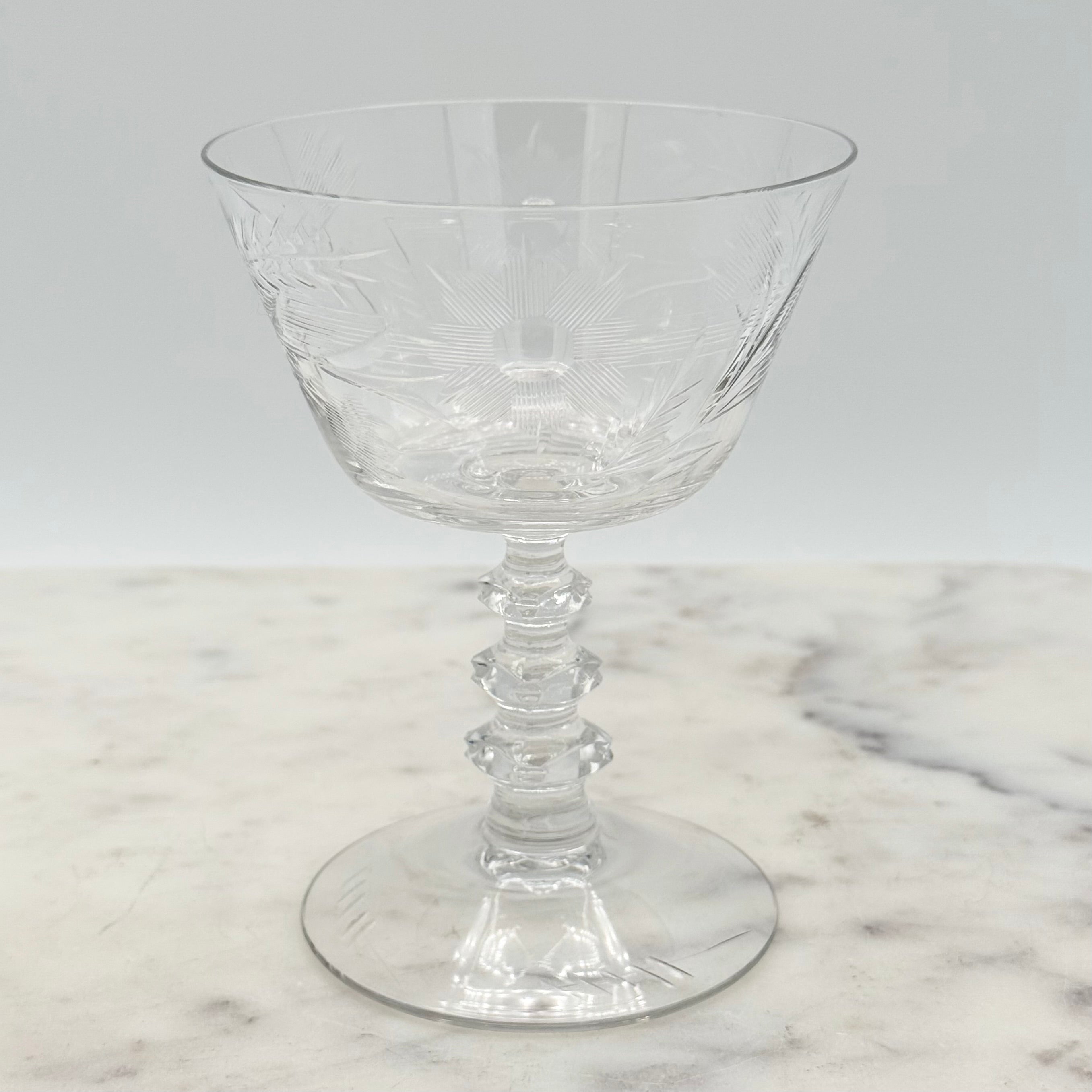 Vintage Cambridge Maryland Pattern Crystal Champagne / Sherbet Coupe Glasses, Set of 6