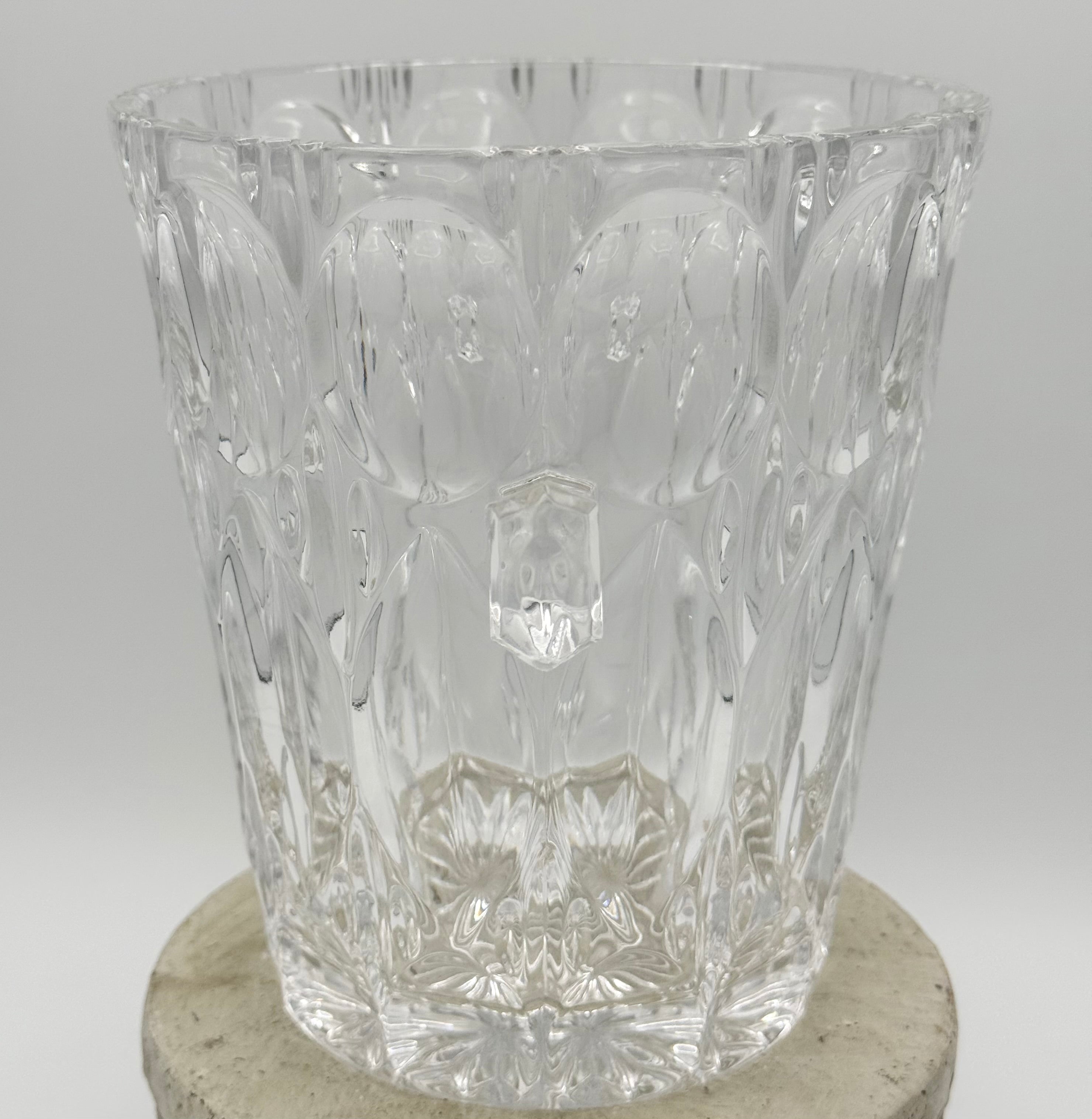 Mid-Century Modern Heavy Bleikristall 24% Lead Cut Crystal Champagne Ice Bucket with Handles