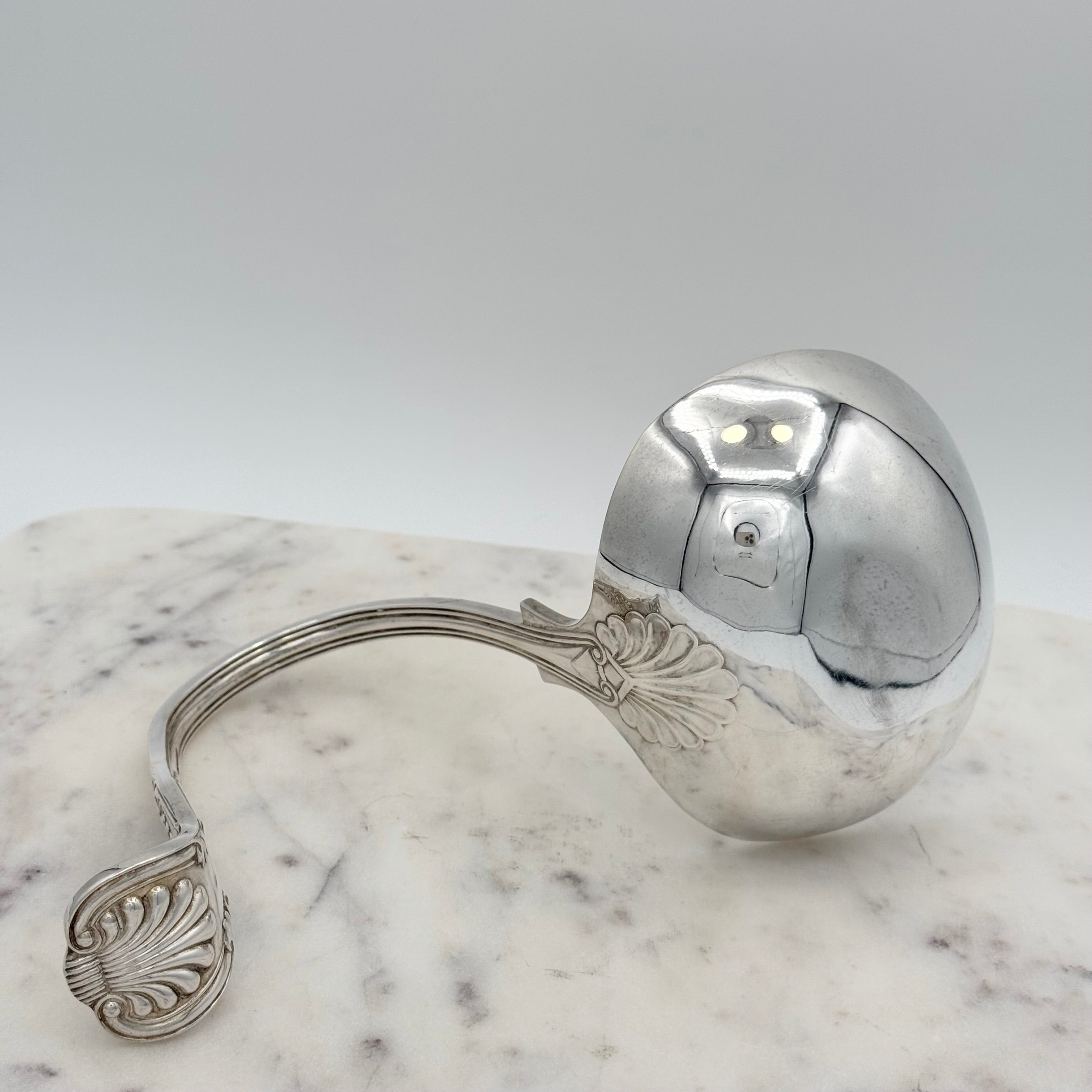 Sheffield Silver Plated Standing Loop Ladle with Ornate Handle